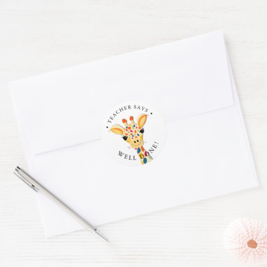 Leraar Giraffe Goed gedaan leerling Ronde Sticker (Envelop)