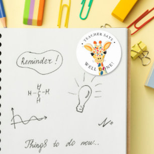 Leraar Giraffe Goed gedaan leerling Ronde Sticker