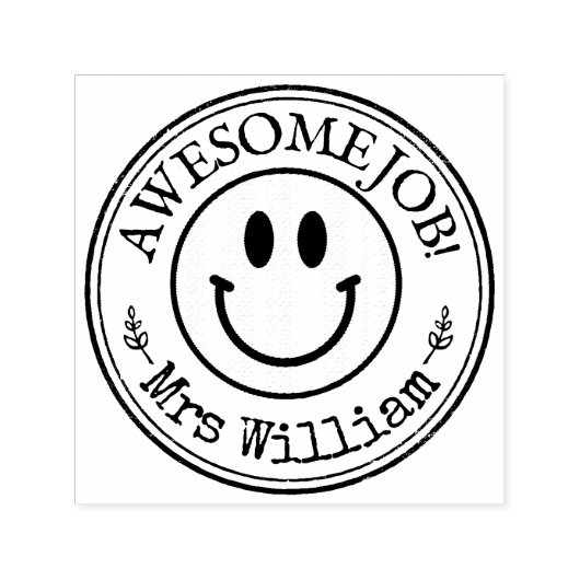 Leraar Glimlach Emoji Custom Zelfinktende Stempel (Design)