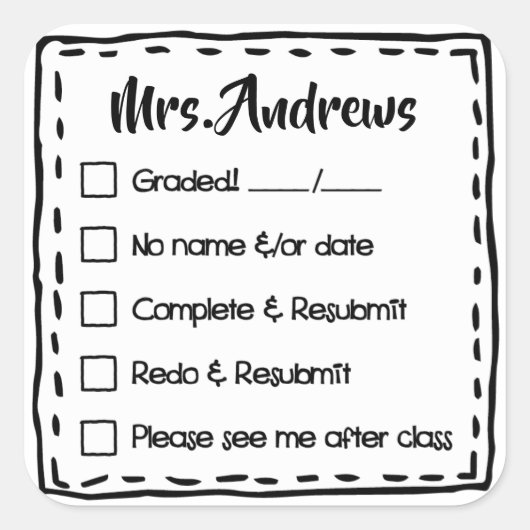 Leraar Grading Papers Student Art Leraar Art Gra Vierkante Sticker (Voorkant)