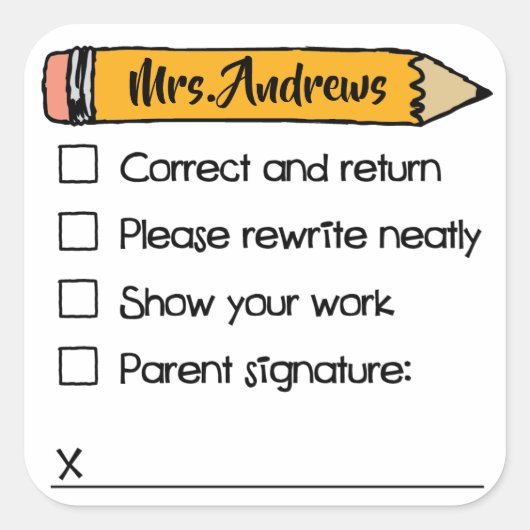 Leraar Grading Papers Student Art Leraar Art Gra Vierkante Sticker (Voorkant)