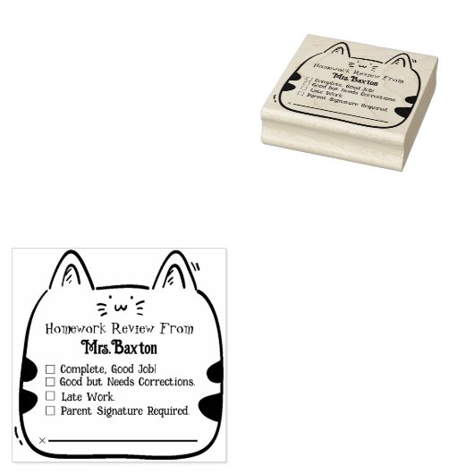 Leraar Grading Rubber Stamp Leuke Kat Huiswerk Rubberstempel (Gestempeld)