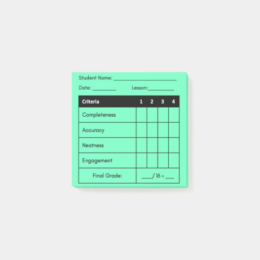 Leraar Grading Rubric Classwork Groene Post Het Post-it® Notes (Voorkant)