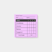 Leraar Grading Rubric Classwork Roze Post It Note (Voorkant)