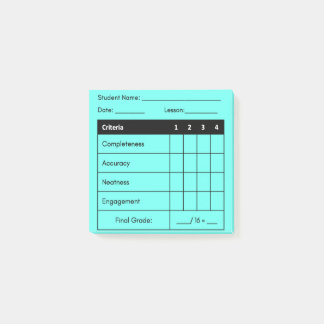 Leraar Grading Rubric voor Classwork in Blue Post-it® Notes