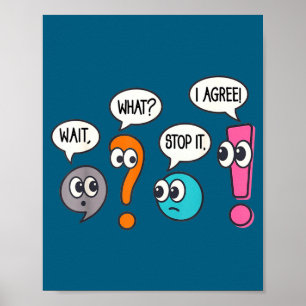 Leraar grammatica leven lesgeven wachten wat stopp poster