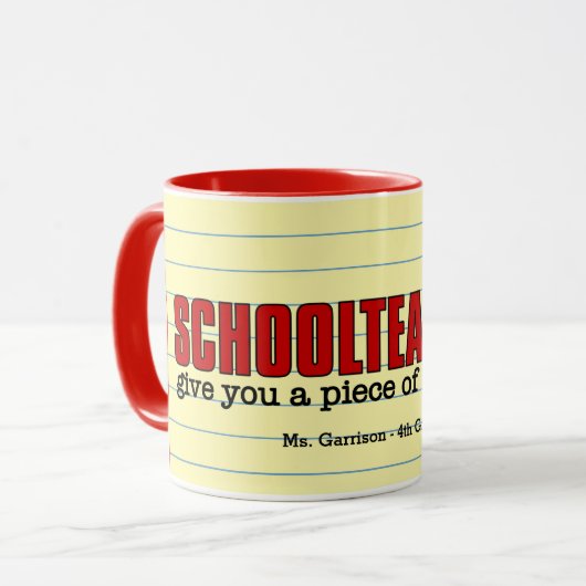 Leraar Grappig Stuk van de Geest Rood en Geel Naam Mok (Voorkant links)