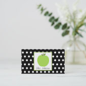 Leraar Green Apple Black met witte pooldots Visitekaartje (Staand voorkant)