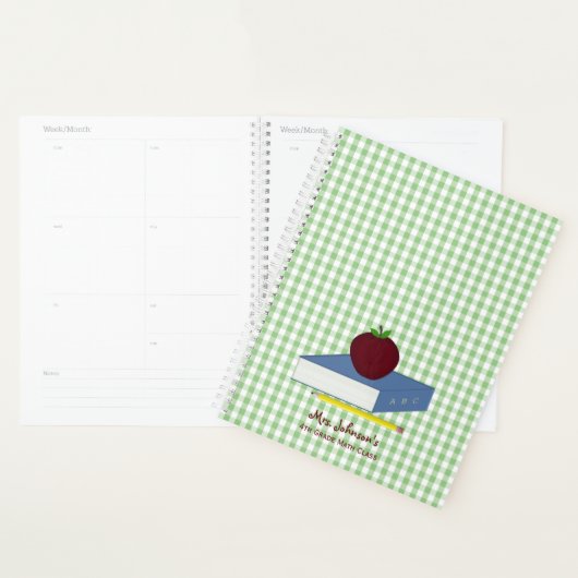 Leraar Groen en Wit Gingham Planner (Display)
