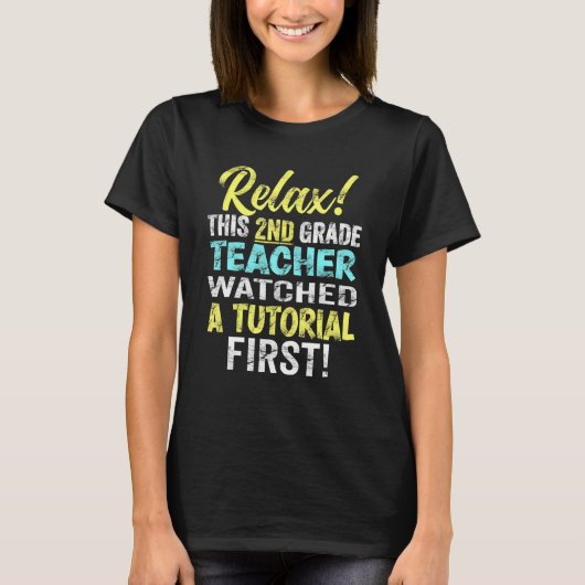Leraar groep 4 bekijkt tutorials 1e dag terug naar t-shirt (Voorkant)