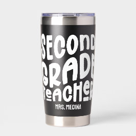 Leraar Groep 4 Eenvoudige Typografie Geïsoleerde Drinkbeker