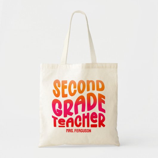 Leraar Groep 4 Oranje Rode Ombre Typografie Tote Bag (Voorkant)