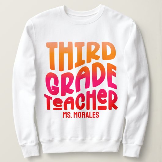 Leraar Groep 5 Oranje Rode Ombre Tekst Ontwerp Trui (Design voorkant)