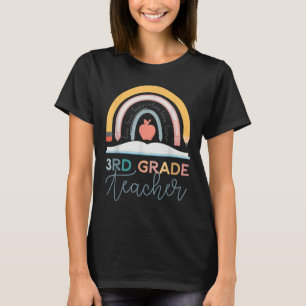 Leraar Groep 5 Retro School Potlood Boho Regenboog T-shirt