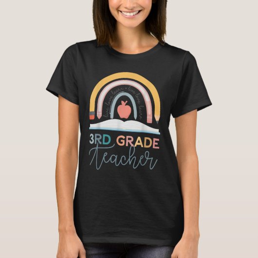Leraar Groep 5 Retro School Potlood Boho Regenboog T-shirt (Voorkant)