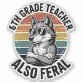 Leraar Groep 8 Ook Wilde Grappige Wolf Retro Sticker (Voorkant)