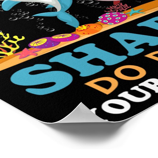 Leraar haaien doe je huiswerk poster (Hoek)