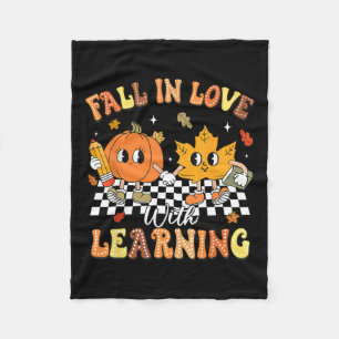 Leraar Halloween Herfst Verliefd Op Leren Dank Fleece Deken