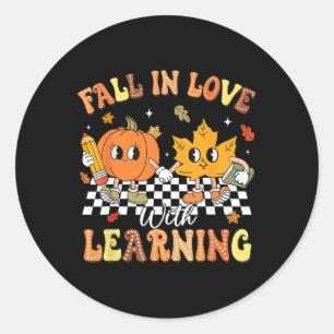 Leraar Halloween Herfst Verliefd Op Leren Dank Ronde Sticker