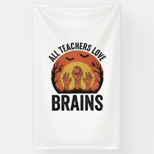 Leraar Halloween Hersenen Vintage Vector Design_1 Spandoek