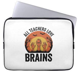 Leraar Halloween Hersenen Vintage Vector Ontwerp_1 Laptop Sleeve
