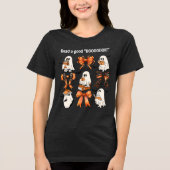 Leraar Halloween "Lees een goed boek" Ghost Bow Tri-Blend Shirt (Voorkant)