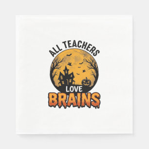 Leraar Halloween Liefde Hersenen Vintage Ontwerp_1 Servet
