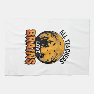 Leraar Halloween Liefde Hersenen Vintage Ontwerp_1 Theedoek