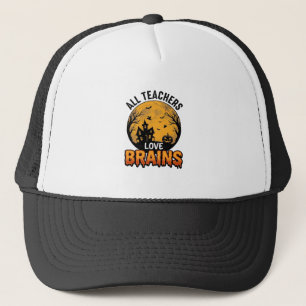Leraar Halloween Liefde Hersenen Vintage Ontwerp_1 Trucker Pet