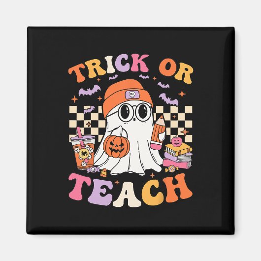 Leraar Halloween truc of leer Schattigee spookkoff Magneet (Voorkant)