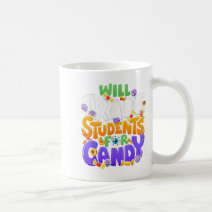Leraar Handelt Studenten Voor Snoep Cute Halloween Koffiemok