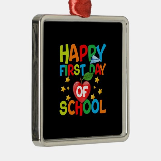 Leraar Happy First Day of School Metalen Ornament (Rechts)