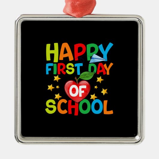 Leraar Happy First Day of School Metalen Ornament (Voorkant)