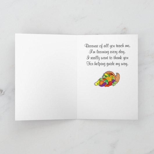 Leraar Happy Thanksgiving met Cornucopia Feestdagen Kaart (Binnen)