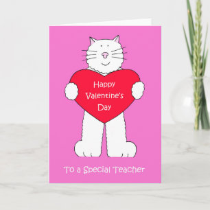 Leraar Happy Valentine's Day Cartoon Cat Feestdagen Kaart