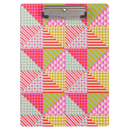 Leraar Helder Kleurrijke Patchwork Klembord (Voorkant)