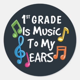 Leraar, het 1e leerjaar is muziek in mijn oren ronde sticker