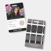 Leraar Homeschoing School Mam ID Floral Badge (Voor- en achterkant)