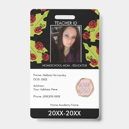 Leraar Homeschooling School Moeder ID Lieveheersbe Badge (Voorzijde)