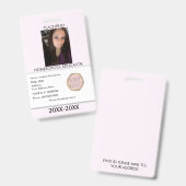 Leraar Homeschooling School Moeder ID Roze Badge (Voor- en achterkant)