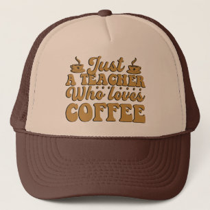 Leraar houdt van koffie woordkunst trucker pet