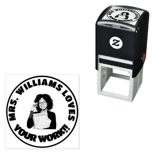 Leraar houdt van uw werk Custom Face Photo Zelfinktende Stempel (In situ)