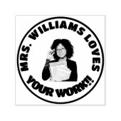 Leraar houdt van uw werk Custom Face Photo Zelfinktende Stempel (Design)