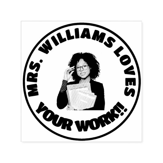 Leraar houdt van uw werk Custom Face Photo Zelfinktende Stempel (Design)