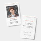 Leraar ID-badge met foto, schoolklaslokaal gebruik Badge (Front & Back)