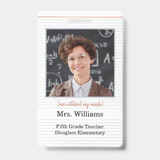 Leraar ID-badge met foto, schoolklaslokaal gebruik Badge (Front)