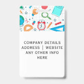 Leraar ID Badge met School Supplies Achtergrond (Achterkant)