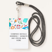 Leraar ID Badge met School Supplies Achtergrond (Achterkant met draagriem)