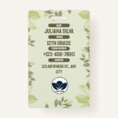 Leraar ID Kaart in Groene Waterverf Bloemen Stijl Badge (Achterkant)
