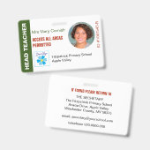 Leraar ID Naamlabel, Functie & Logo Foto Badge (Voor- en achterkant)